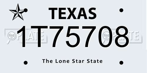 1T75708 Texas License Plate