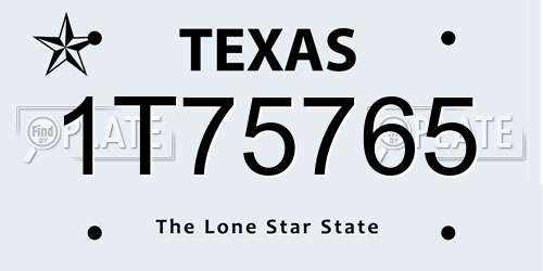 1T75765 Texas License Plate