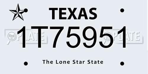 1T75951 Texas License Plate