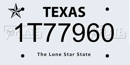 1T77960 Texas License Plate