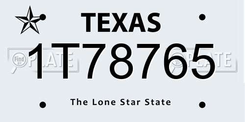 1T78765 Texas License Plate
