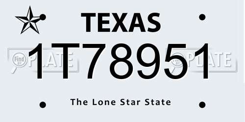 1T78951 Texas License Plate