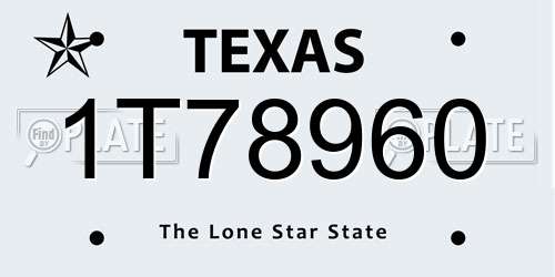 1T78960 Texas License Plate