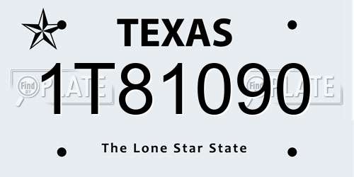 1T81090 Texas License Plate