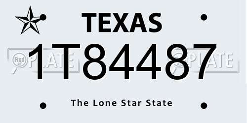 1T84487 Texas License Plate