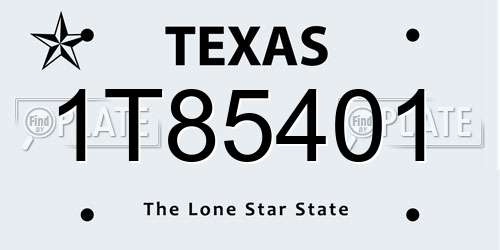 1T85401 Texas License Plate