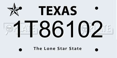 1T86102 Texas License Plate