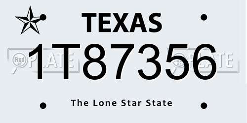 1T87356 Texas License Plate