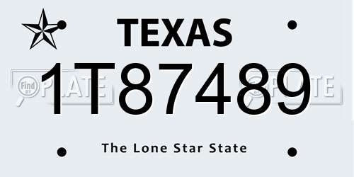1T87489 Texas License Plate