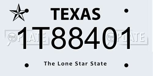 1T88401 Texas License Plate