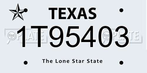 1T95403 Texas License Plate