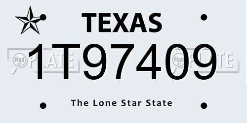 1T97409 Texas License Plate