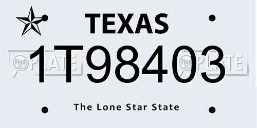 1T98403 Texas License Plate
