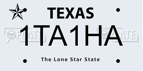 1TA1HA Texas License Plate