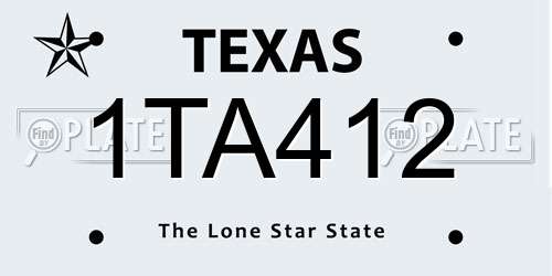 1TA412 Texas License Plate