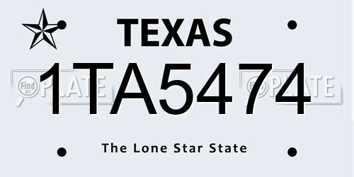 1TA5474 Texas License Plate