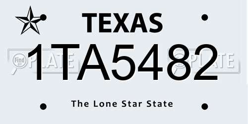 1TA5482 Texas License Plate
