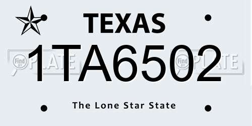 1TA6502 Texas License Plate