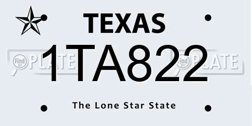 1TA822 Texas License Plate