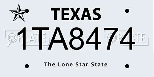 1TA8474 Texas License Plate