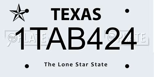 1TAB424 Texas License Plate