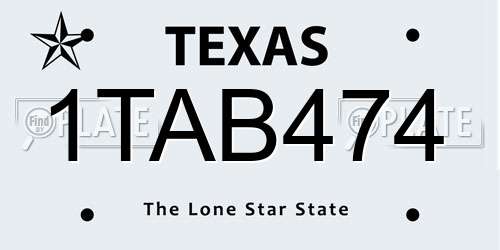 1TAB474 Texas License Plate