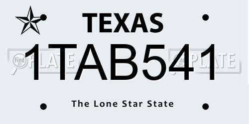 1TAB541 Texas License Plate