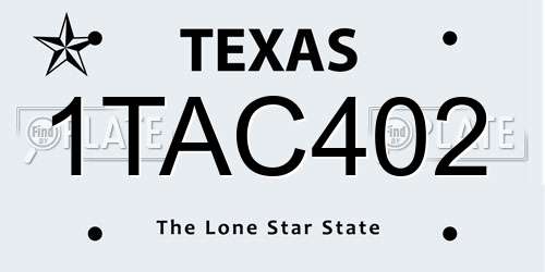 1TAC402 Texas License Plate