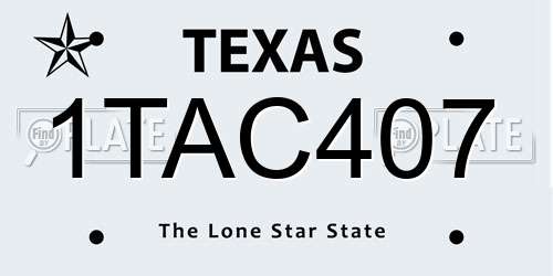 1TAC407 Texas License Plate