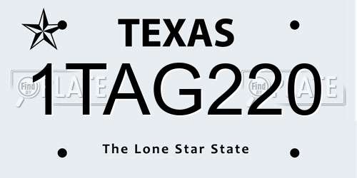 1TAG220 Texas License Plate