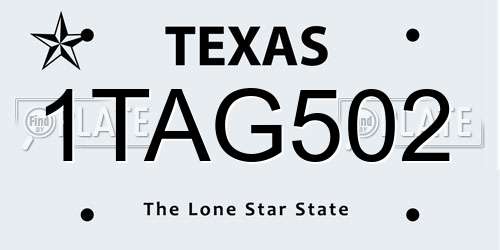 1TAG502 Texas License Plate