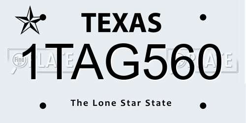 1TAG560 Texas License Plate