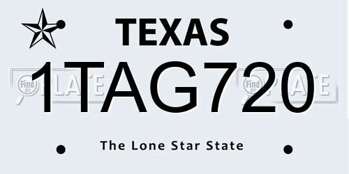 1TAG720 Texas License Plate