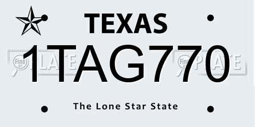 1TAG770 Texas License Plate