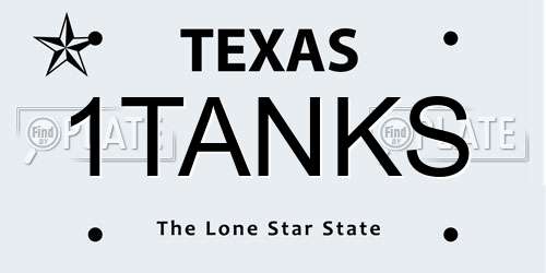 1TANKS Texas License Plate