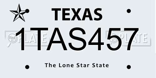 1TAS457 Texas License Plate