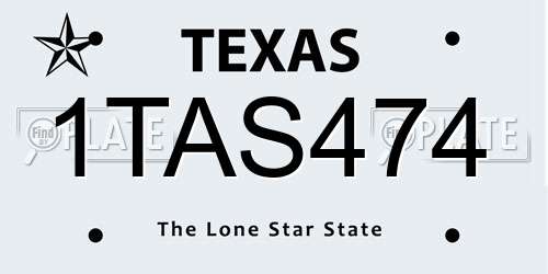 1TAS474 Texas License Plate