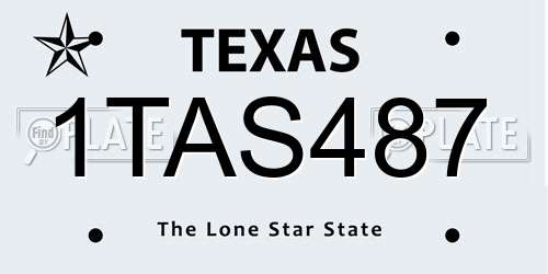 1TAS487 Texas License Plate