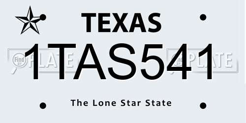 1TAS541 Texas License Plate