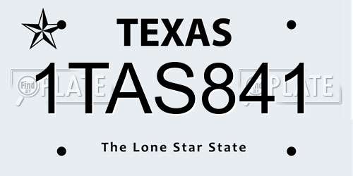 1TAS841 Texas License Plate