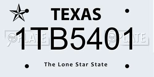 1TB5401 Texas License Plate