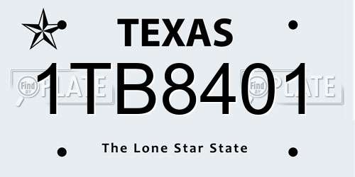 1TB8401 Texas License Plate