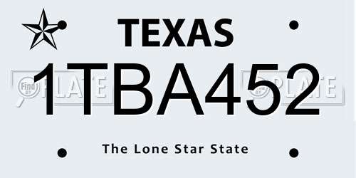 1TBA452 Texas License Plate