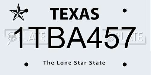 1TBA457 Texas License Plate