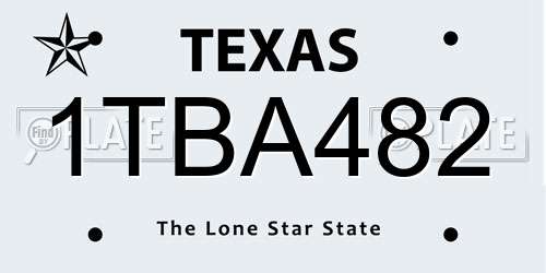 1TBA482 Texas License Plate