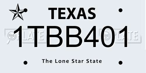 1TBB401 Texas License Plate