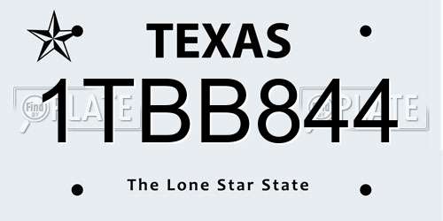 1TBB844 Texas License Plate