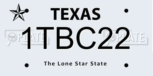 1TBC22 Texas License Plate