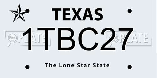 1TBC27 Texas License Plate