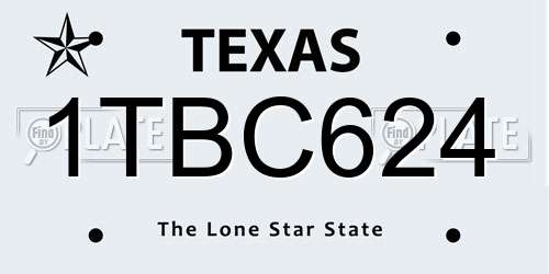 1TBC624 Texas License Plate